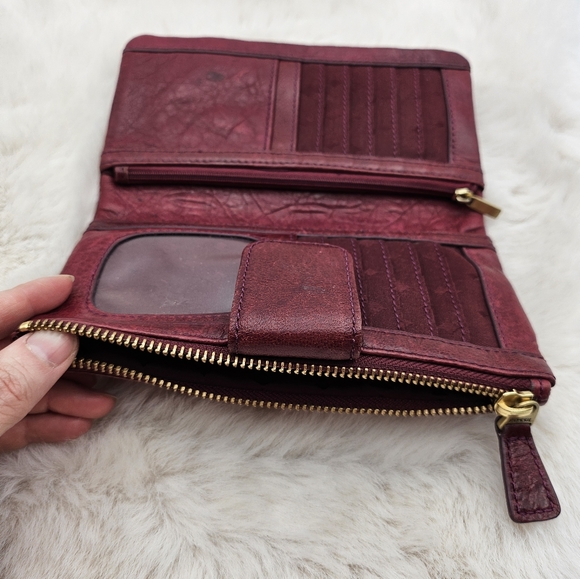 Fossil Long‎ Live Vintage Buttery Soft Leather Emory Wallet Red Clutch - Picture 7 of 9